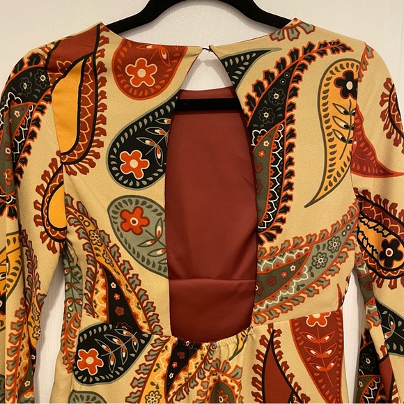 NWT ZARA Floral paisley Long Printed Shirt Dress S Fall Morocco - Picture 3 of 7